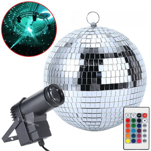 Refletor Holofotes E 1 Globo Bola Espelhado 30cm Festa KIT002 194882BR REFG30 - PDE Imagem de Refletor Holofotes E 1 Globo Bola Espelhado 30cm Festa KIT002 194882BR REFG30