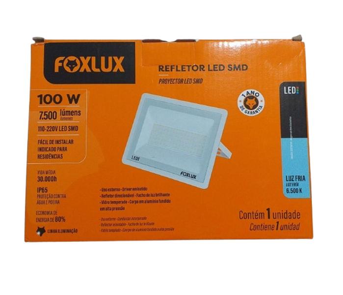 Imagem de Refletor Led 100w 6500k Branco Bivolt Foxlux