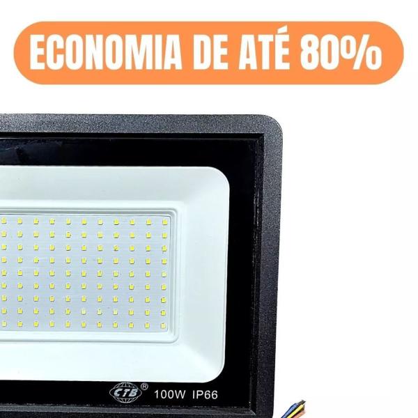 Imagem de Refletor Led 100w Prova Dágua Ip66 Holofote Branco Quente