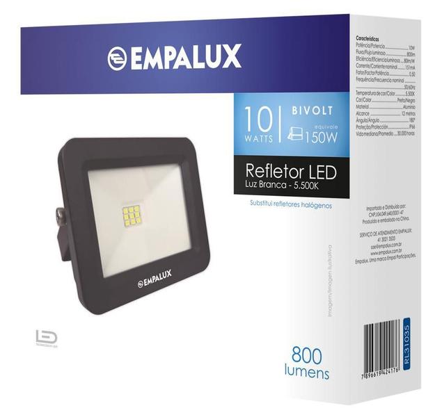 Refletor Led 10W Bivolt 5.500K Rl31035 Empalux Preto Imagem de Refletor Led 10W Bivolt 5.500K Rl31035 Empalux Preto