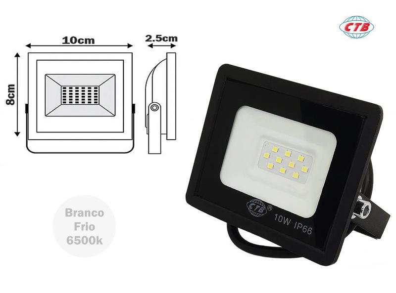 Imagem de Refletor Led 10W Bivolt Branco Frio Ip66