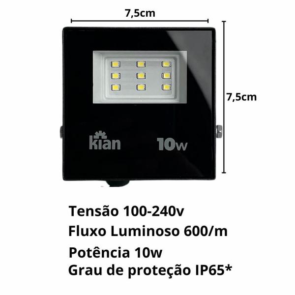 Imagem de Refletor Led 10w Holofote Branco Frio Resistente a Água