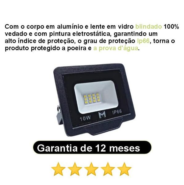 Imagem de Refletor LED 10W Holofote Prova D'água Frio - Branco Frio