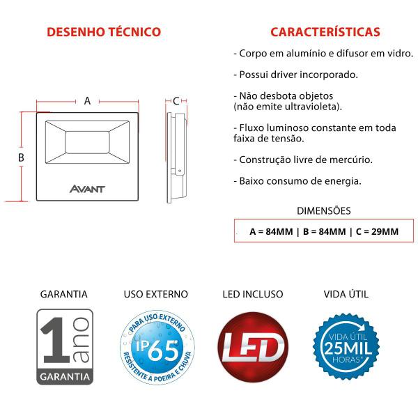 Imagem de Refletor Led 10W Holofote Slim Bivolt IP65