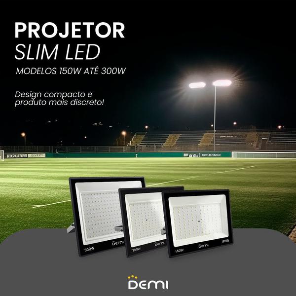 Imagem de Refletor Led 150w Holofote Slim Ip65 Branco Frio 6500k Bivolt- Demi