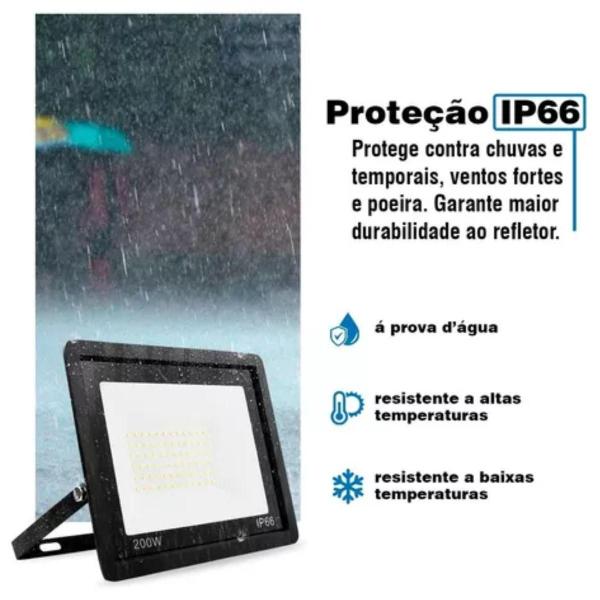 Refletor Led 200W Bivolt Luz Branco Frio - Black Watch Imagem de Refletor Led 200W Bivolt Luz Branco Frio