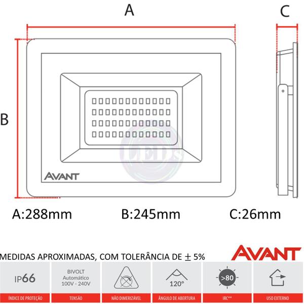 Imagem de Refletor Led 200w Slim Branco Quente 3000K Luz Amarela IP66