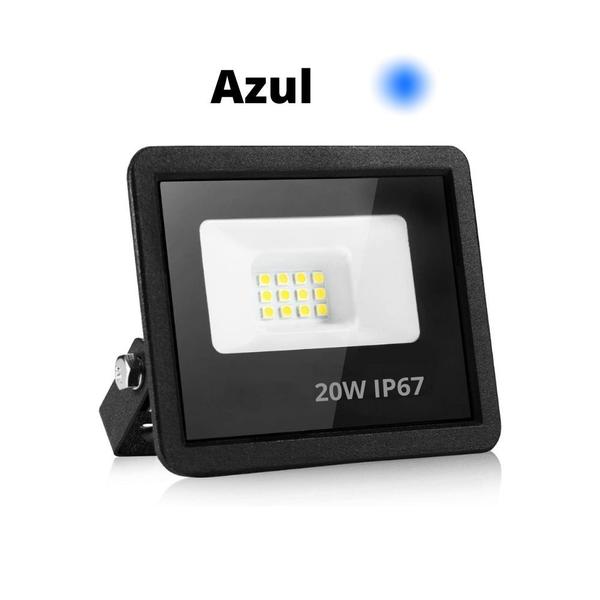 Imagem de Refletor Led 20w Azul SMD Prova D'Água Bivolt Jardim