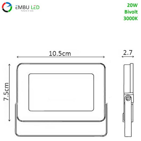 Imagem de Refletor Led 20W Bivolt 10cm Branco Quente IP66