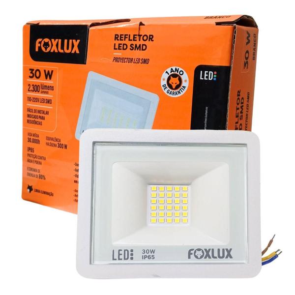 Refletor Led 30W 6500K Branco Bivolt Fx Kit10 - Fox Lux Imagem de Refletor Led 30W 6500K Branco Bivolt Fx Kit10