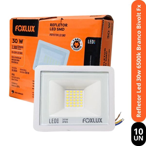 Imagem de Refletor Led 30W 6500K Branco Bivolt Fx Kit10