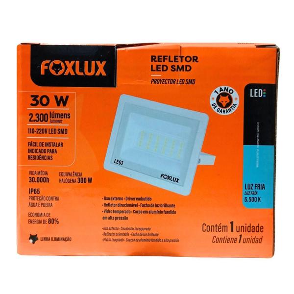 Refletor Led 30W 6500K Branco Bivolt Fx Kit10 - Fox Lux Imagem de Refletor Led 30W 6500K Branco Bivolt Fx Kit10