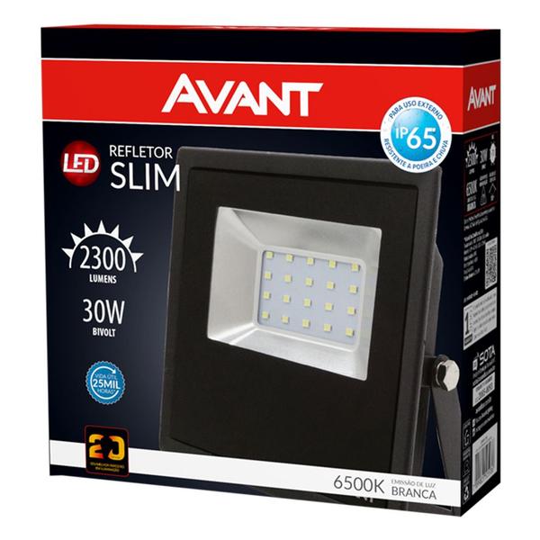 Imagem de Refletor Led 30w Cob Avant Slim  Ip65 Branco Frio 6500k