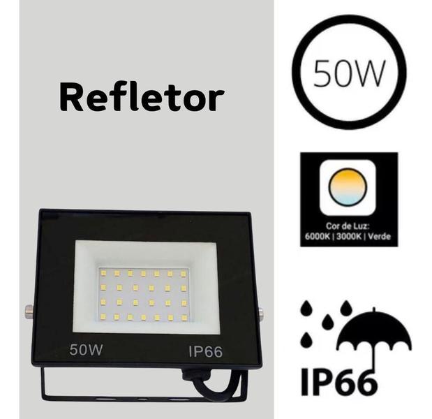 Imagem de Refletor Led 50W Holofote Bivolt Prova D'Água Ip66 Frio