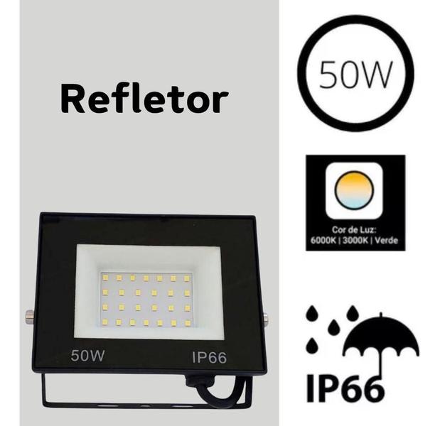Refletor Led 50W Holofote Bivolt Prova D'Água Ip66 Frio - Al-Mare Imagem de Refletor Led 50W Holofote Bivolt Prova D'Água Ip66 Frio