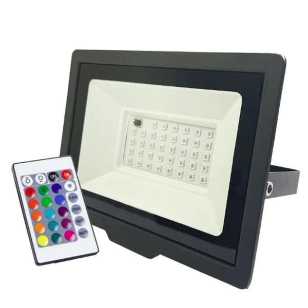 Imagem de Refletor Led 50W RGB Holofote C/ Controle Bivolt IP65 LUMIER