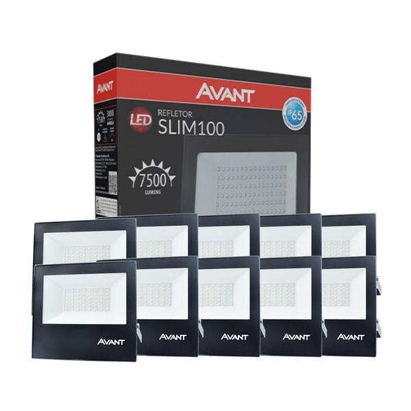 Imagem de Refletor Led Avant 100W 3000K Bivolt Preto 10 Unidades