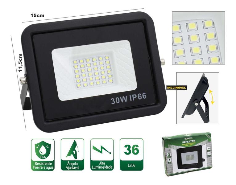 Imagem de Refletor LED Branco Holofote Bivolt Alfacell 30W 36 Leds Resistente a Água