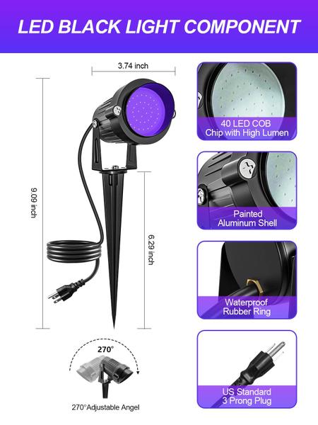 Imagem de Refletor LED de luz negra DOREIO Halloween 15W Landscape Li