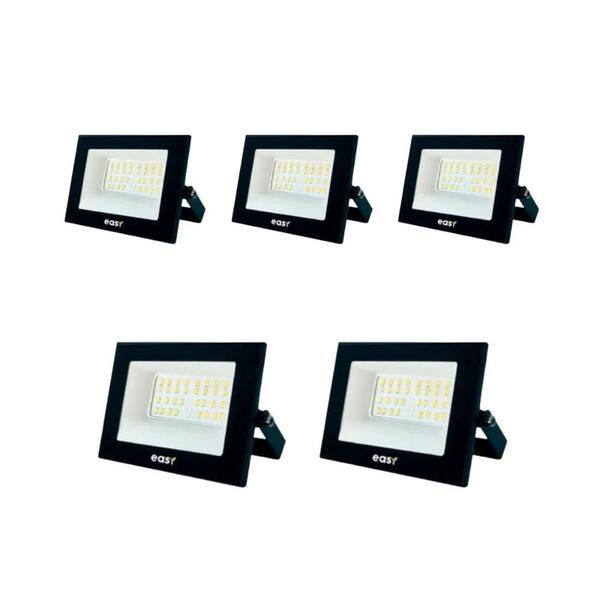 Imagem de Refletor Led Easy 50W Bivolt 6500K Preto 5 Unidades