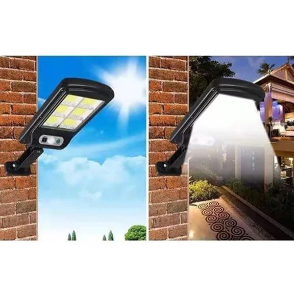 Imagem de Refletor Led Energia Solar Sensor Presença Super Potente luz Grande 6 Placas 48 COB Quadrado