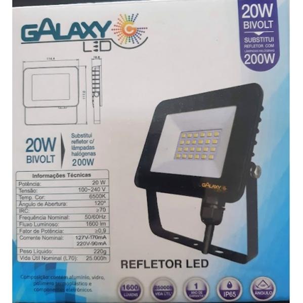 Imagem de Refletor Led Galaxy 20w Bivolt Luz Branca 6500k 1600 Lumens IP65