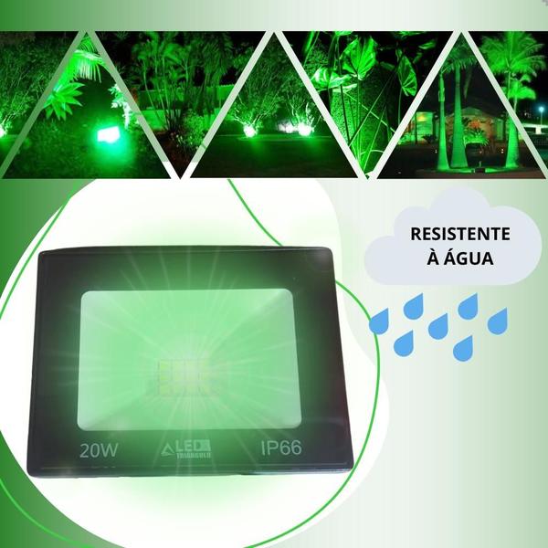 Imagem de Refletor Led Holofote 20W Verde Bivolt IP66 Prova D'agua