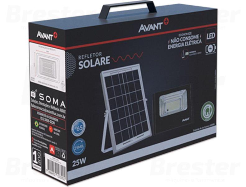 Imagem de Refletor Led Holofote 25w + Painel Placa Solar Completo Ip65 Avant