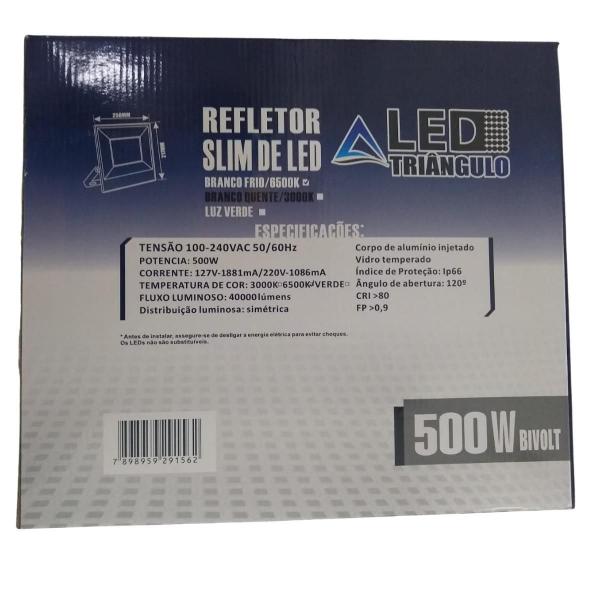 Imagem de Refletor Led Holofote 500W Biv Ip66 Branco Frio Prova Dagua