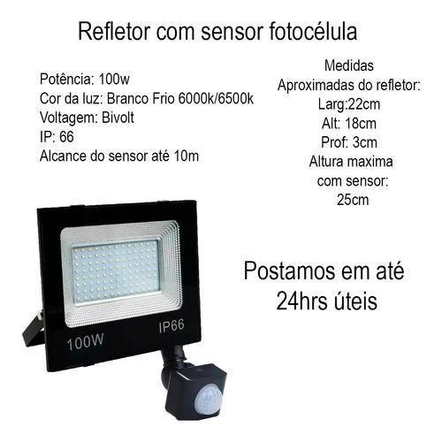 Imagem de Refletor Led Holofote Sensor Presença Fotocélula Bivolt 100W