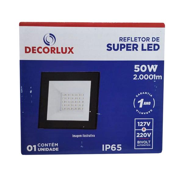 Imagem de Refletor Led Holofote Superled 50W Luz Branca 6000k Decorlux