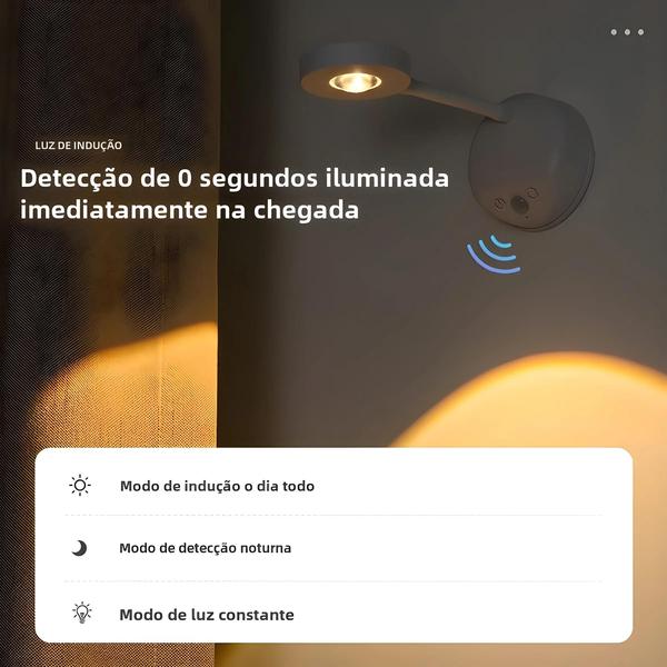 Imagem de Refletor LED Recarregável com Sensor de Presença - Luz de Parede Sem Fio para Quadros