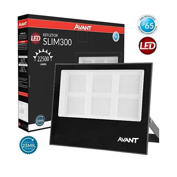 Imagem de Refletor LED Slim 300W Preto SMD 6500K Frio Avant