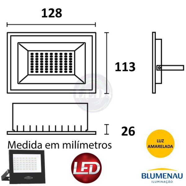 Imagem de Refletor Led Slim 50w Branco Quente 3000K IP66 Luz AMARELA