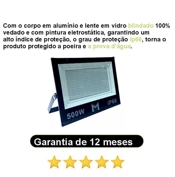 Imagem de Refletor LED SMD 500w Holofote A Prova d'água Branco Frio 6500k Luz Branca Alta Potência Bivolt IP66