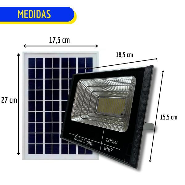 Imagem de Refletor Led Solar 2 Kits Completos 200W Branco Frio 6500K