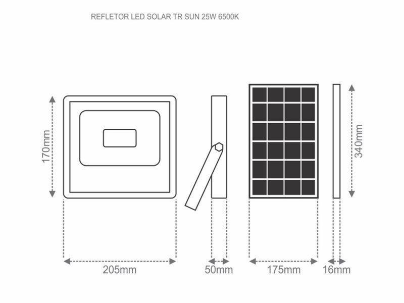 Imagem de Refletor Led Solar Tr Sun 25w Preto Luz Branco Frio 6500K Taschibra