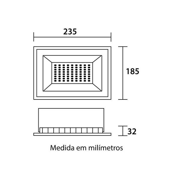 Imagem de Refletor LED Tech Alumínio 100W 6.500K Preto  Blumenau Única