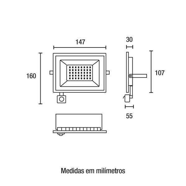 Imagem de Refletor Led Tech Sensor IP 65 Potência 50W Temperatura Da Luz 6500K Tensão Bivolt Marca Blumenau - Blumenau Iluminação