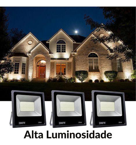 Imagem de Refletor luminária holofote LEd branco 200w jardim ambiente externo e interno