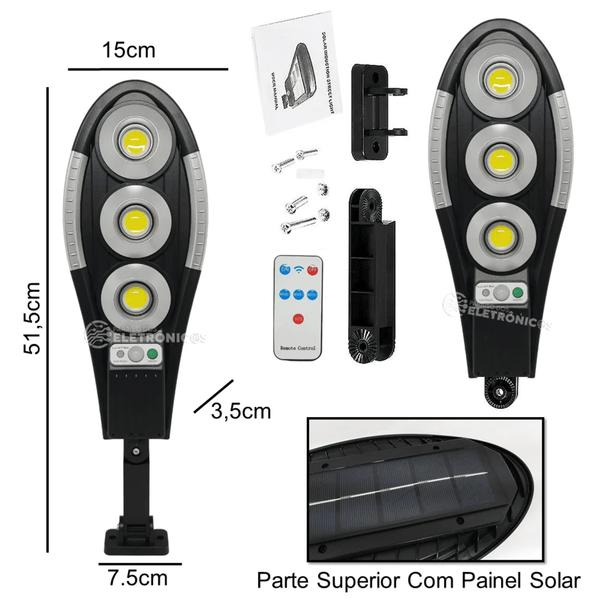 Imagem de Refletor Luminária Solar LED 150W Sem Fio Com Sensor de Presença e Controle Remoto LKY0039