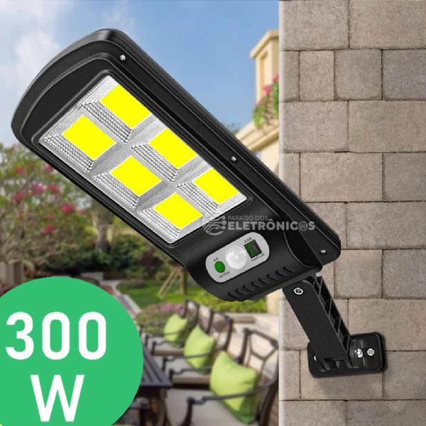 Imagem de Refletor Luminária Solar LED 300W Sem Fio Com Sensor de Presença e Controle Remoto LKY0034