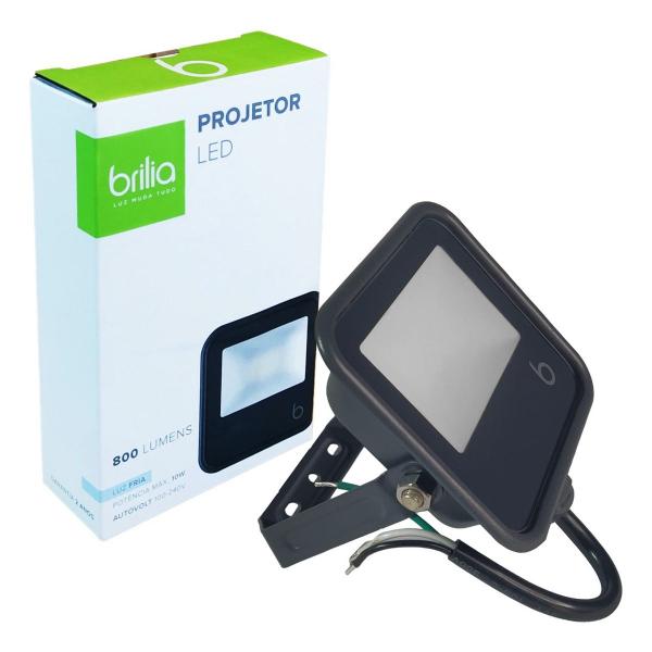 Imagem de Refletor Projetor Led Slim Preto 10W Bivolt Fria 6500K