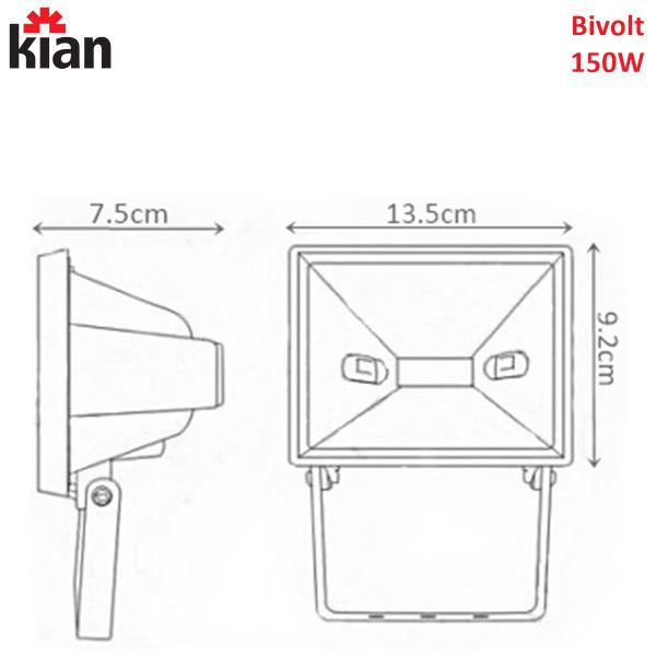Refletor Projetor Preto Para Lampada Halogena 150W J78 - KIAN Imagem de Refletor Projetor Preto Para Lampada Halogena 150W J78