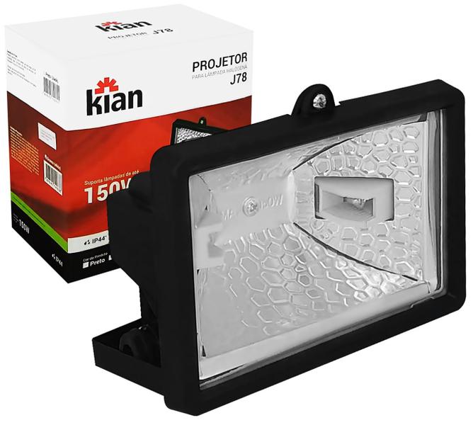 Refletor Projetor Preto Para Lampada Halogena 150W J78 - KIAN Imagem de Refletor Projetor Preto Para Lampada Halogena 150W J78