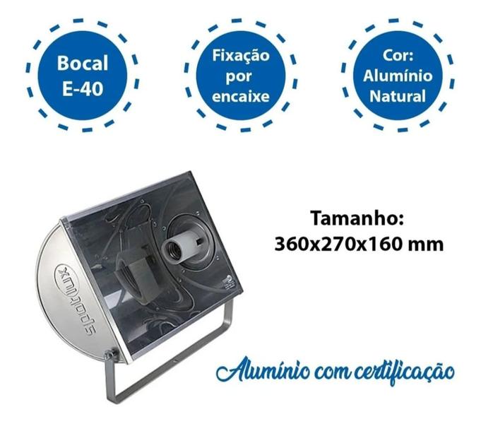 Imagem de Refletor  Retangular Para Lâmpada Mista Vapor Ou Metalico 250w, 400w 500w  RLE40