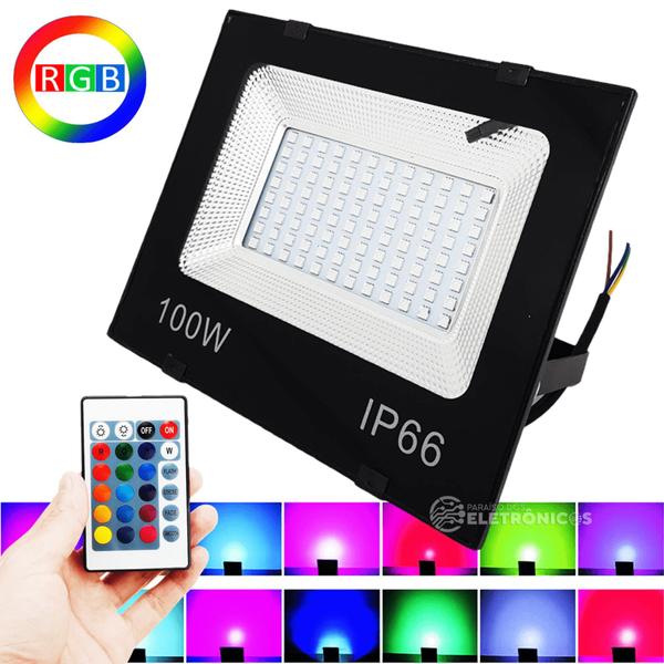 Imagem de Refletor Rgb 100W Led Holofote Iluminação Palco E Decoração Controle Remoto 16 Cores RERGB100W