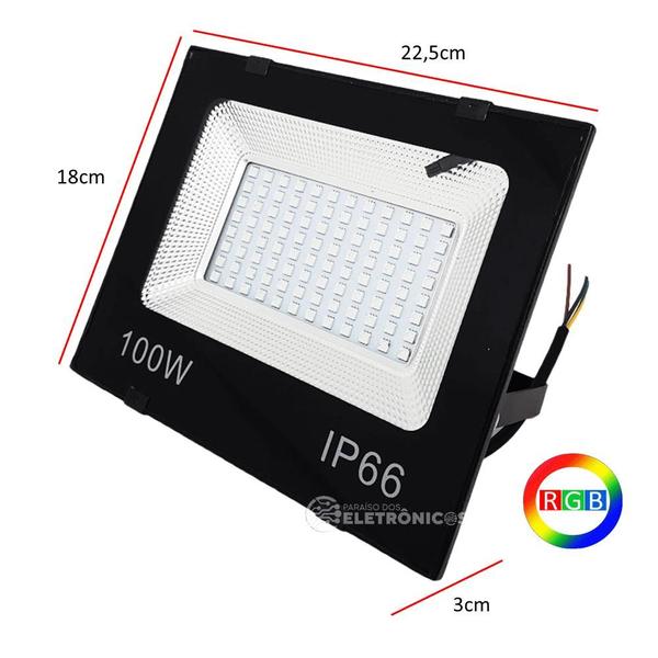 Imagem de Refletor Rgb 100W Led Holofote Luzes 16 Opções De Cores Para Buffets Salões Festa RERGB100W