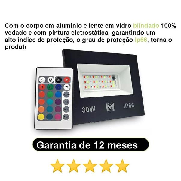 Refletor RGB 30W Holofote Prova D'água - RGB - MX Imagem de Refletor RGB 30W Holofote Prova D'água - RGB
