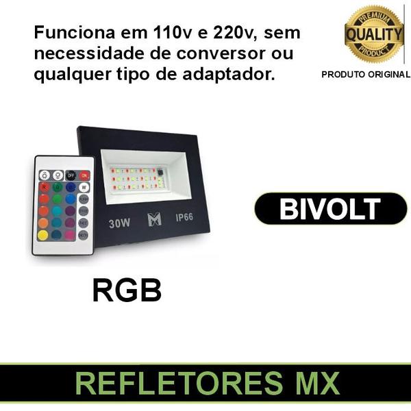 Refletor RGB 30W Holofote Prova D'água - RGB - MX Imagem de Refletor RGB 30W Holofote Prova D'água - RGB